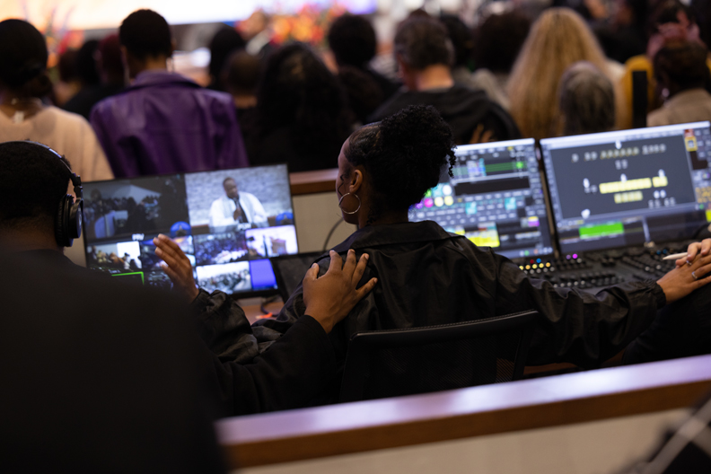 Production team at work